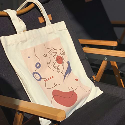 Kazova Cotton Canvas Bags Reusable Tote Bag Grocery Shopping Bag Minimalist Art Shoulder Bags Bags Book Bag (Brown) #TOP4