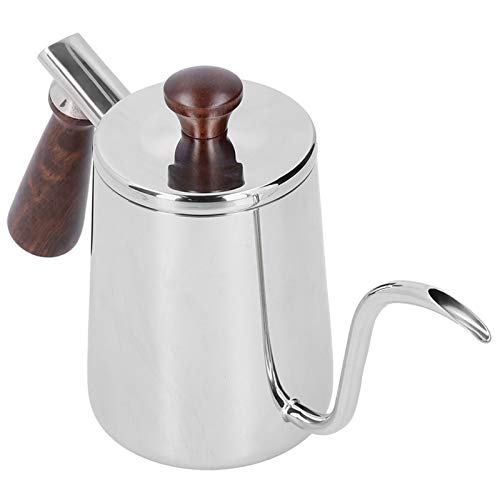 Hervidor para café de acero inoxidable compacto de 700ml y mango de madera 2