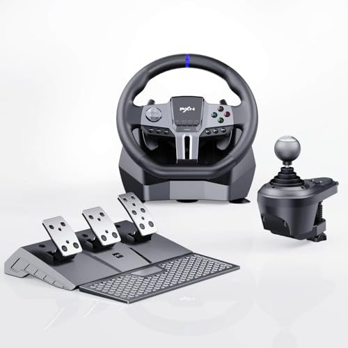 Playtastic PXN V9 Gen2 Racing Wheel with Shifter and Pedals, 270°...