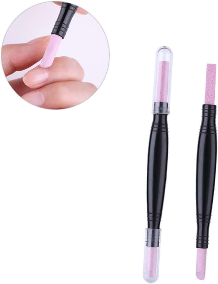 3Pcs Dual End Cuticle Grinding Pen for Natural and False Nails | PP Plastic Pen Shape, Nail Art Learner Use, Light Weight and Easy to Carry, Women and Girl Set