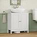 Iwell Pedestal Sink Storage Cabinet with 2 Doors and Shelf, Under Sink Cabinet, Bathroom Sink Cabinet with U-Shape, White