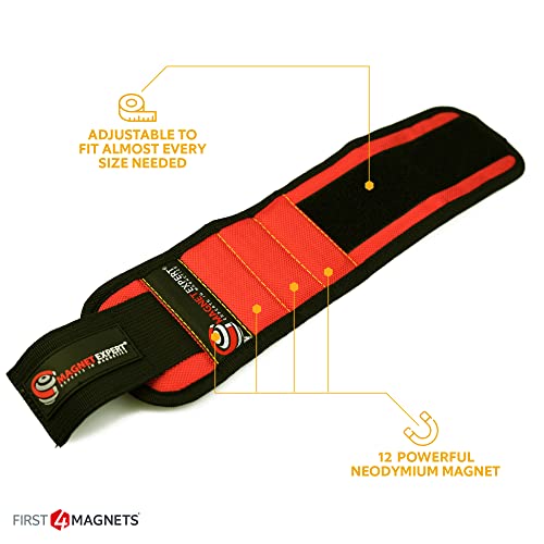 MagWrist Red Magnetic Wristband for Screws Nails, Drill Bits - Ideal for Carpentry DIY, Electrician, Mechanic Work Gadget - Image 4