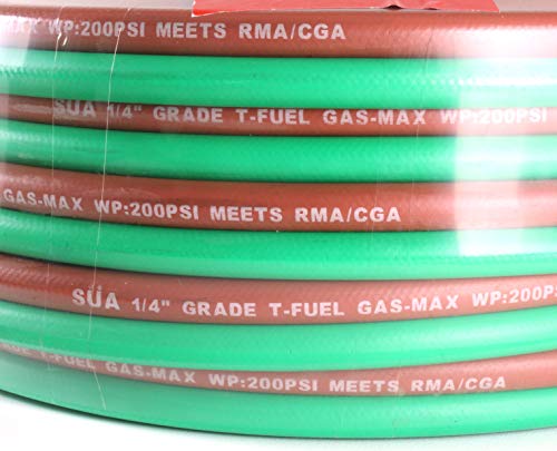 15 Feet Grade"T" - 1/4" Oxyfuel Welding & Cutting Twin Hose With Bb Fittings - Süa #TOP3