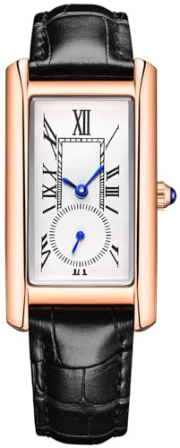 Image of Quartz Watch for Women, Lady Stylish Square Dress Watch with Leather Strap and Sapphire Crown