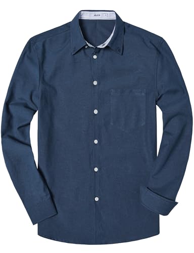 Mens Oxford Button Down Shirt Long Sleeve Dress Shirts Solid Business Casual Office Shirts with Pockets2