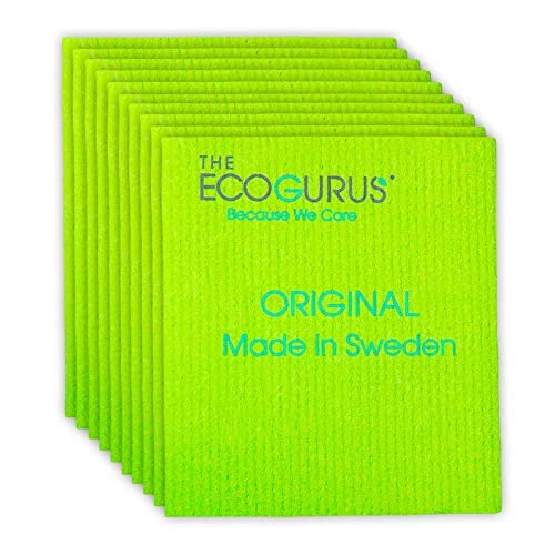 The EcoGurus Premium Swedish Dishcloths for Kitchen (10 x Green)
