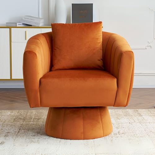 Sillón giratorio terciopelo suave naranja miniatura 1