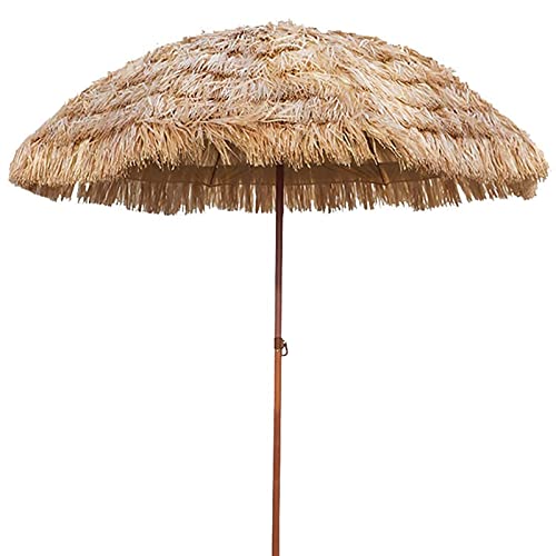 Parasols Parasol Paraguas de jardín de Paja de 240 cm, Paraguas de Mesa de Mercado, Parasol de Playa, Parasol de Patio, Adecuado para restaurantes al Aire Libre, cafeterías, Piscinas, Bares, Paraguas