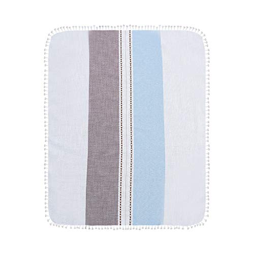 Iusun Tablecloth Rectangular Cotton Linen Wrinkle Free Anti-Fading Embroidery Tassel Kitchen Dinning Table Cover Toppers Decorative for Family Gathering Party Holidays