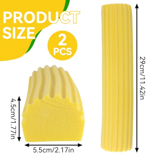 Sponge Mops for Floor Cleaning, Telescopic Handle Mop Squeegee Mop Mop Head Refills PVA Sponge Roller Replacements, Super Absorbent Roller Refill for Home Cleaning Tool, Yellow, Set of 2 （Only Head） by Beufee - Image 3