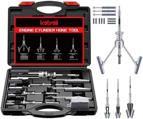 Kolvoii Engine Cylinder Hone Tool Set, 1-1/8", 3" & 4" Hones, Black Case