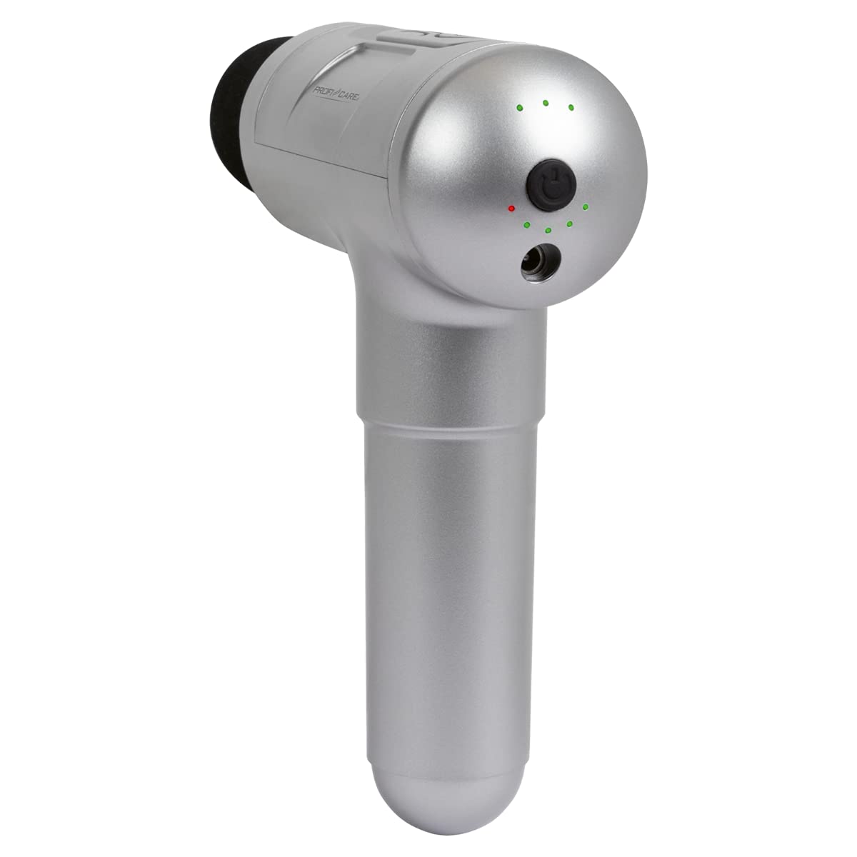 ProfiCare® Pistolet do masażu, pistolet do masażu, 1900 – 2800 uderzeń/min, 3 poziomy intensywności, czas pracy baterii 4 godziny, 4 wymienne nasadki, 8 diod LED do informacji o stanie pracy | PC-MP