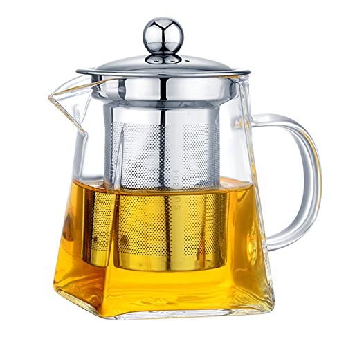 OFKPO Tapa de Acero Inoxidable Tetera de Cristal 350 ML con Infusor de Acero Inoxidable Resistente al Calor