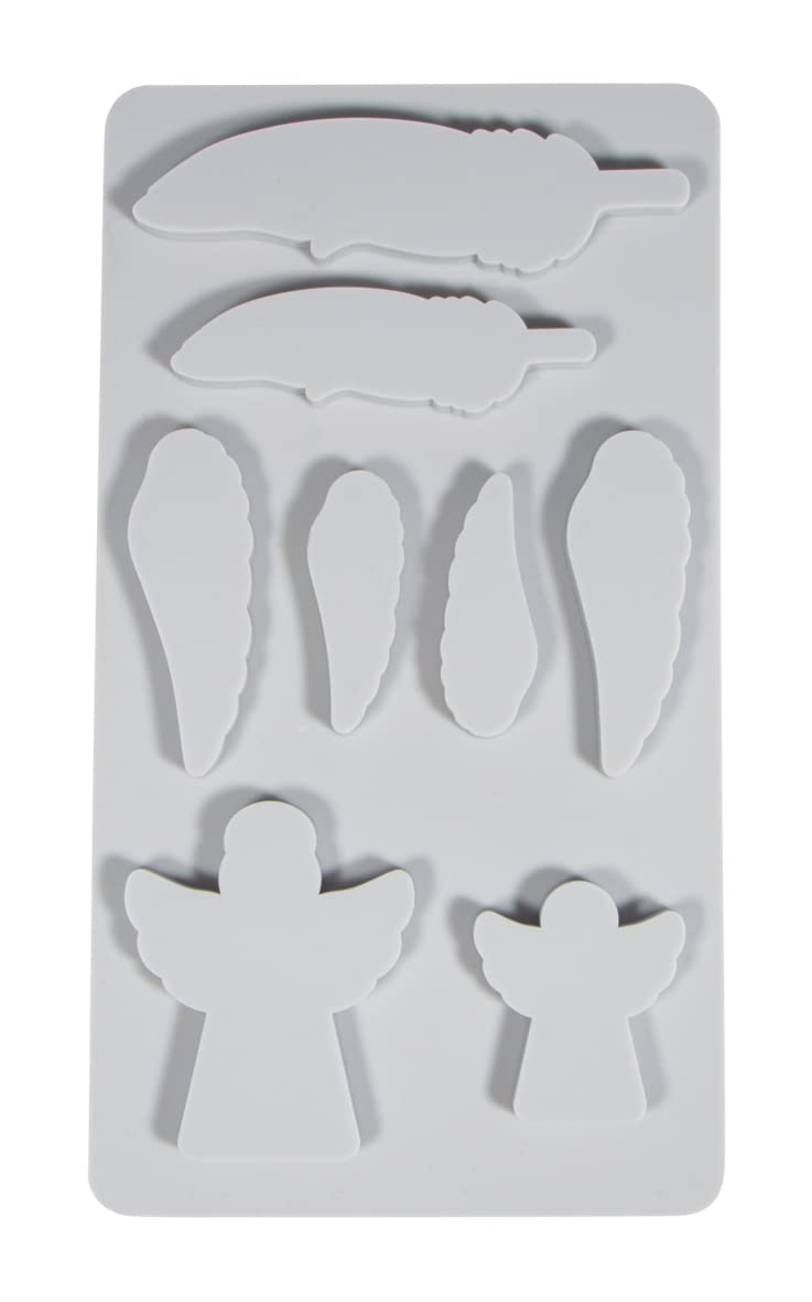 Rayher Silicone Casting Mould with Angel, Wing, and Feather Designs, Casting Tray with 8 Different Shapes for Concrete, Plaster of Paris, and Resin, 26x14.5x1cm, grey, 36115000 - Image 3