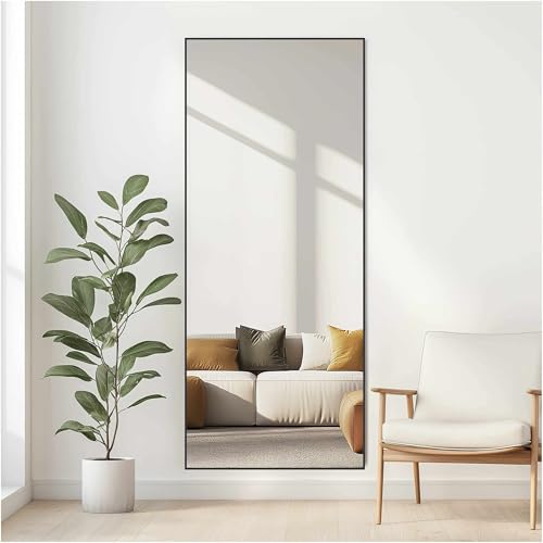 nielsen HOME Alpha Rectangular Wall Mirror - Matt Black 70x170cm - Aluminium Frame - Full Length with Hanging Set - Modern Minimalist Home Décor