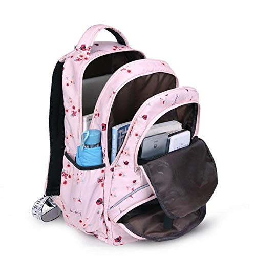 UKKD Mochila Large Schoolbag Cute Student School Backpack Printed Waterproof Bagpack Primary School Book Bags,Pink Flower