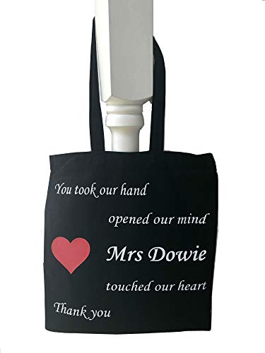 Sac fourre-tout personnalisé en coton imprimé pour enseignants et remerciements réutilisable Noir ou blanc 137 g, Coton, Noir, 42cm x 38cm Cover