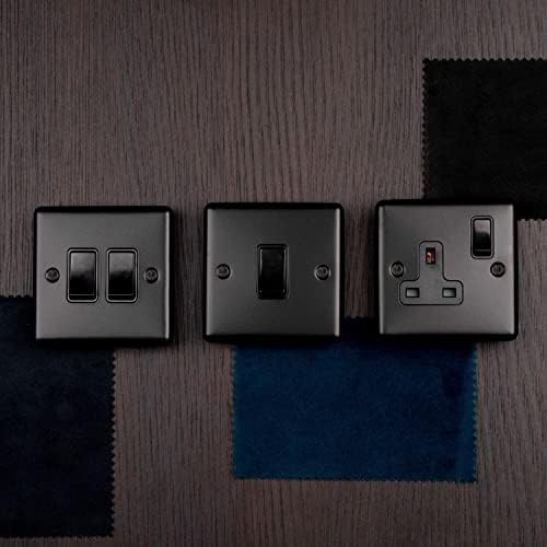2 GANG 13AMP DP SWITCHED SOCKET MATT BLACK WINDSOR RANGE BLACK TRIM UNITED ELECTRICAL