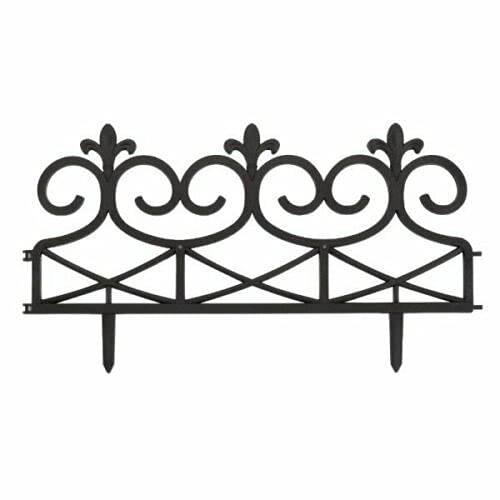 Decorative Garden Fencing Victorian Iron Scroll Style Black Plastic Fence Grass Lawn Flower Bed and Patio Border Edging Stylish Decorative Garden Decoration (3 Sets of 4)