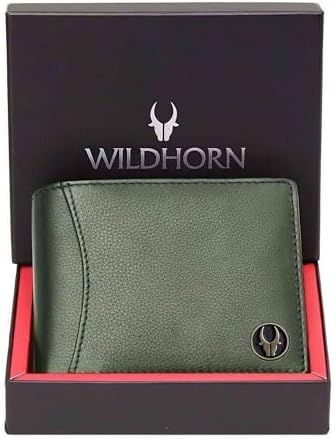 WildHorn RFID Protected Leather Wallet for Men,Green Print