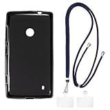 Shantime Nokia Lumia 520 Case + Universal Mobile Phone Lanyards, Neck/Crossbody Soft Strap Silicone TPU Cover Bumper Shell for Nokia Lumia 521 (4”)