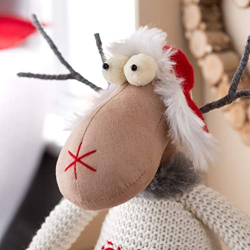 WeRChristmas Sitting Christmas Reindeer Figurine with Soft Legs, Multi-Colour, 48cm - Image 3