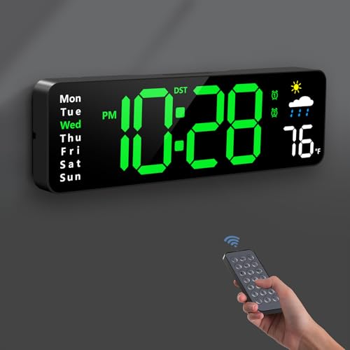 Digital Wall Clock with Remote LED Date & Temp