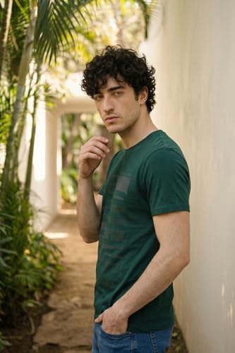 Image of Louis Philippe Men's Slim Fit Signature Graphic Print Premium Breathable Cotton, All Day Comfort Half Sleeve Crew Neck Tshirt