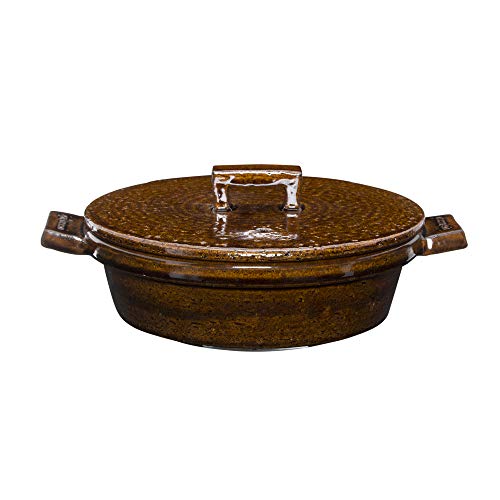 長谷製陶 長谷園 土鍋 ビストロ 2ー3人用 約23cm 約900ml 直火可 空焚きOK オーブン対応 レシピ付 茶色 アメ釉 ブラウン 伊賀焼 日本製 ACKー03