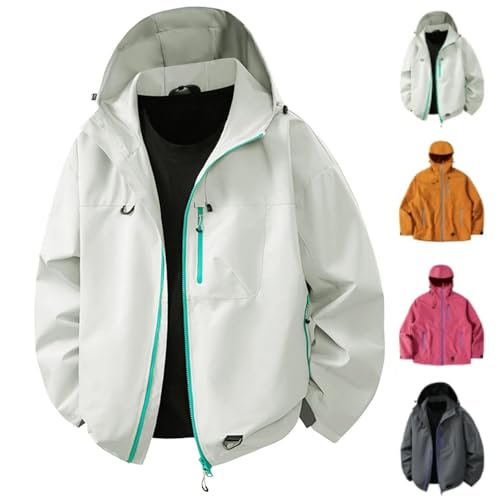 Ronony Mens Rain Jackets Waterproof With Hood Lightweight Windproof Coat Jogging Loose Fit Long Sleeve Fashion Outerwear Fall