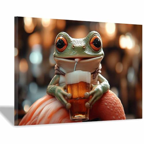 Peinture de grenouille verte 40x60cm encadrée art animalier