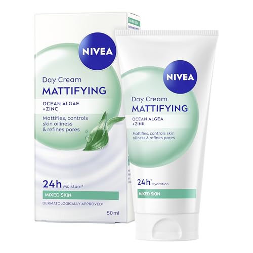 NIVEA - Soin De Jour Matifiant - Crème Visage Hydratation Intense 24H - Réduit Le Sébum & Unifie Le Teint - Aloe Vera Bio & Minéraux - Texture Fondante - Vegan - Peaux Mixtes - 50 ml