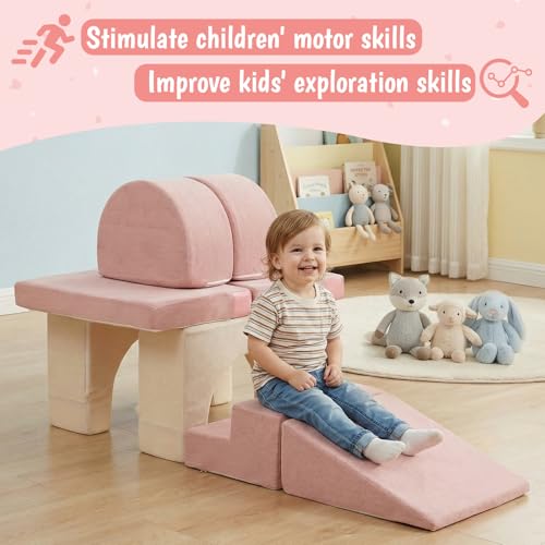 Image of Foam Climbing Toys for Toddlers, Climbing Blocks with Ball Pit | Convertible Soft Play Climb and Crawl Activity Playset, High-Density Foam Play Equipment Indoor(Medium size)