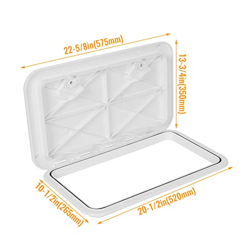 Ecotric 24" X 14" Deck Marine Access Hatch & Lid Durable Boat Hatch 180 Hinge Strong Recessed Handle Marine Caravan Rv|White (606Mm X 353Mm) #TOP4