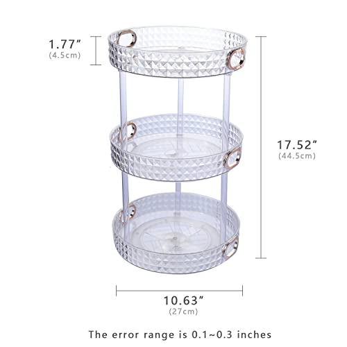 Rotating Makeup Organizer 3 Tier Skincare Organizers With Handle Bathroom Lazy Susan Organizer Perfume Organizer Spinning Cosmetics Organizer For Vanity，Cabinets, Pantry, Fridge, Countertops，Kitchen #TOP5