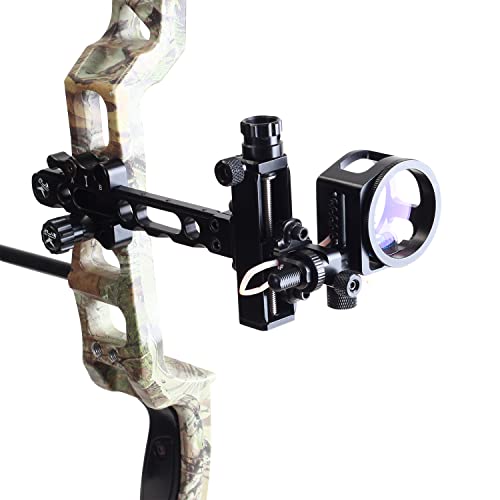 Sopoger Archery Bow Sight For Compound Bows Target Hunting Single Pin Or 5 Pin Bow Sight With 6X 1.75 Scope Lens Long Bar Right Hand For Quicker Sight Acquisition - Combos Available (5 Pin(6X) #TOP5