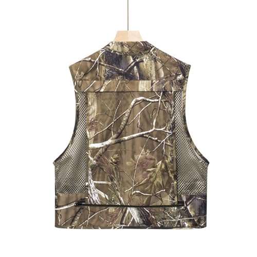 Men\'s Mesh Breathable Fishing Vest Camouflage Utility Safari Travel Vest Multi Pockets Outdoor Summer Work Cargo Vest