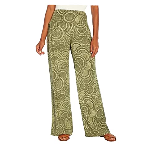 Three Dots Womens Pull on Pants, Green, Large