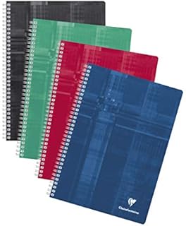 Clairefontaine - Ref 63141C - Staplebound Notebook (96 Sheets) - A4 Size, Séyès Rulings, 90gsm Brushed Vellum Paper, Laminated Cardboard Cover - Assorted Colours (Pack of 5)