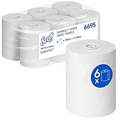 Scott Essential Slimroll 6695, Rotoli di Asciugamani in Carta bianchi, Alta Assorbenza, 6 Rotoli di carta da 190 m (Tot. 1.140 m)