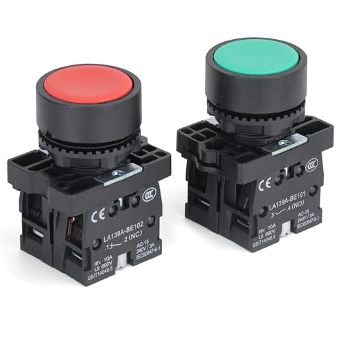 Boutons poussoirs momentanés 22mm pour panneau de contrôle d'atelier APIELE 2pcs