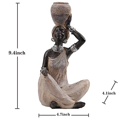 Leekung African Statue For Home Decoration,African Statues And Sculptures Table Top Bookshelf Decor,African Lady Figurines Home Decor Antique Woodstone Color #TOP1