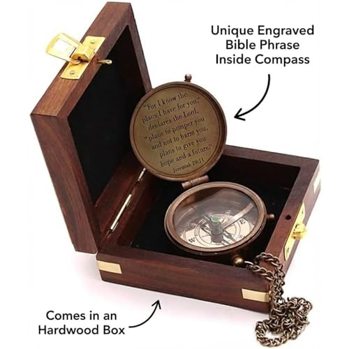 For I Know The Plans I Have For You, Jeremiah 29:11, Solid Brass Directional Engraved Compass, Baptism Gifts for Boys Girls, First Communion, Christian Gifts for Men, First Confirmation Gifts for Boys - Image 5
