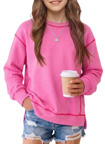 blibean Girls Sweathirts Pullover Long Sleeve Tops Pink Size 8-9