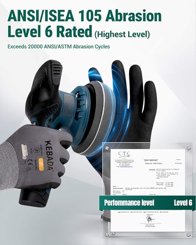 Image of Kebada W2 Touchscreen Safety Work Gloves for Men & Women, 6 Pairs | MicroFoam Nitrile Coated, Breathable, Secure Grip, Seamless Nylon Knit, Ideal for Assembly, Automotive, Warehouse & Gardening