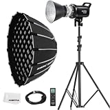 Godox SL60II-D LED Video Light 70W Continuous Light Kit with Bowens Mount with APP&Remote Control + PS60 Round softbox with Honeycomb Grid, Light Stand