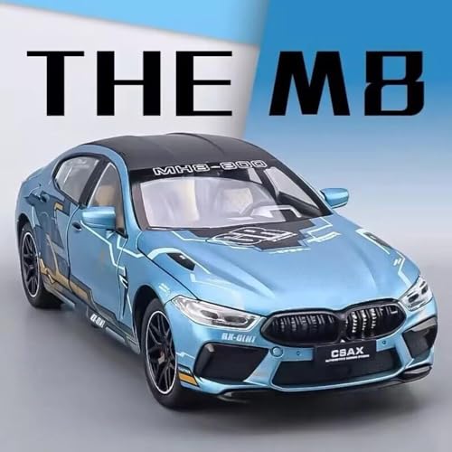 Image of 1:24 M8 Model Cars M8 Toy Car Die Cast Metal with Light Sound Pullback Openable Door Cars Toy, Blue