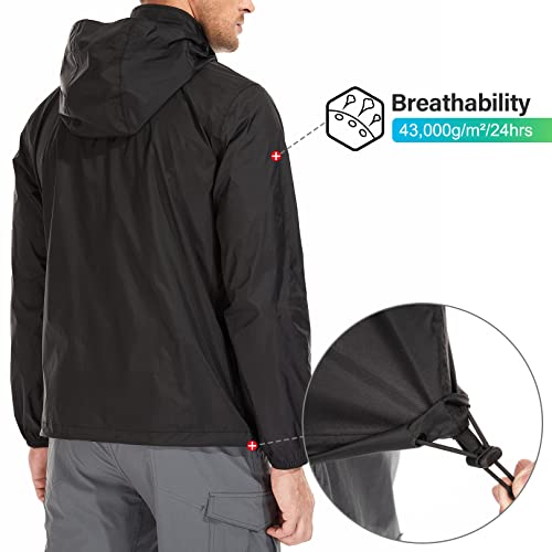 Mosingle Men's Waterproof Rain Jacket Packable Lightweight Hooded Raincoat For Hiking Golf Cycling Windbreaker(7058,Black,M) #TOP1