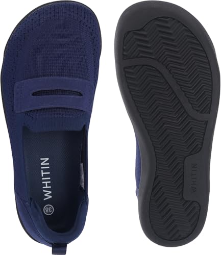 Image of WHITIN Women's Wide Toe Box Loafers Slip On Flats W607 | Roomy Forefoot Comfort, Effortless Wear, Balanced Foot Alignment, Breathable Knit Upper, Natural Walking Feel