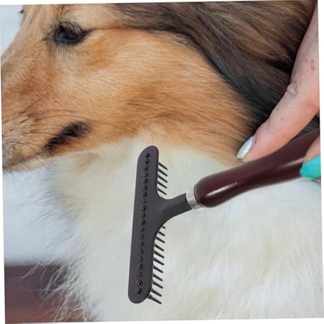 Toyvian Wooden Handle Pet Comb Dog Cat Slicker Brush Stainless Steel Dematting Comb for Long Hair Grooming Supplies-6VyjKFS1